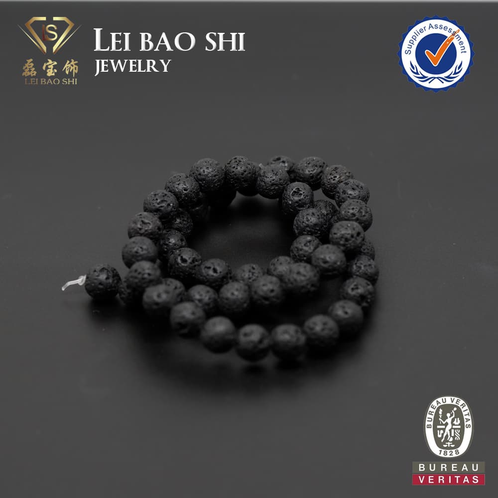 Natural Black Lava Stone Beads Strands